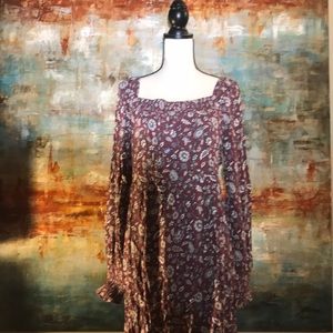 Sahalie Maroon Floral Midi Dress